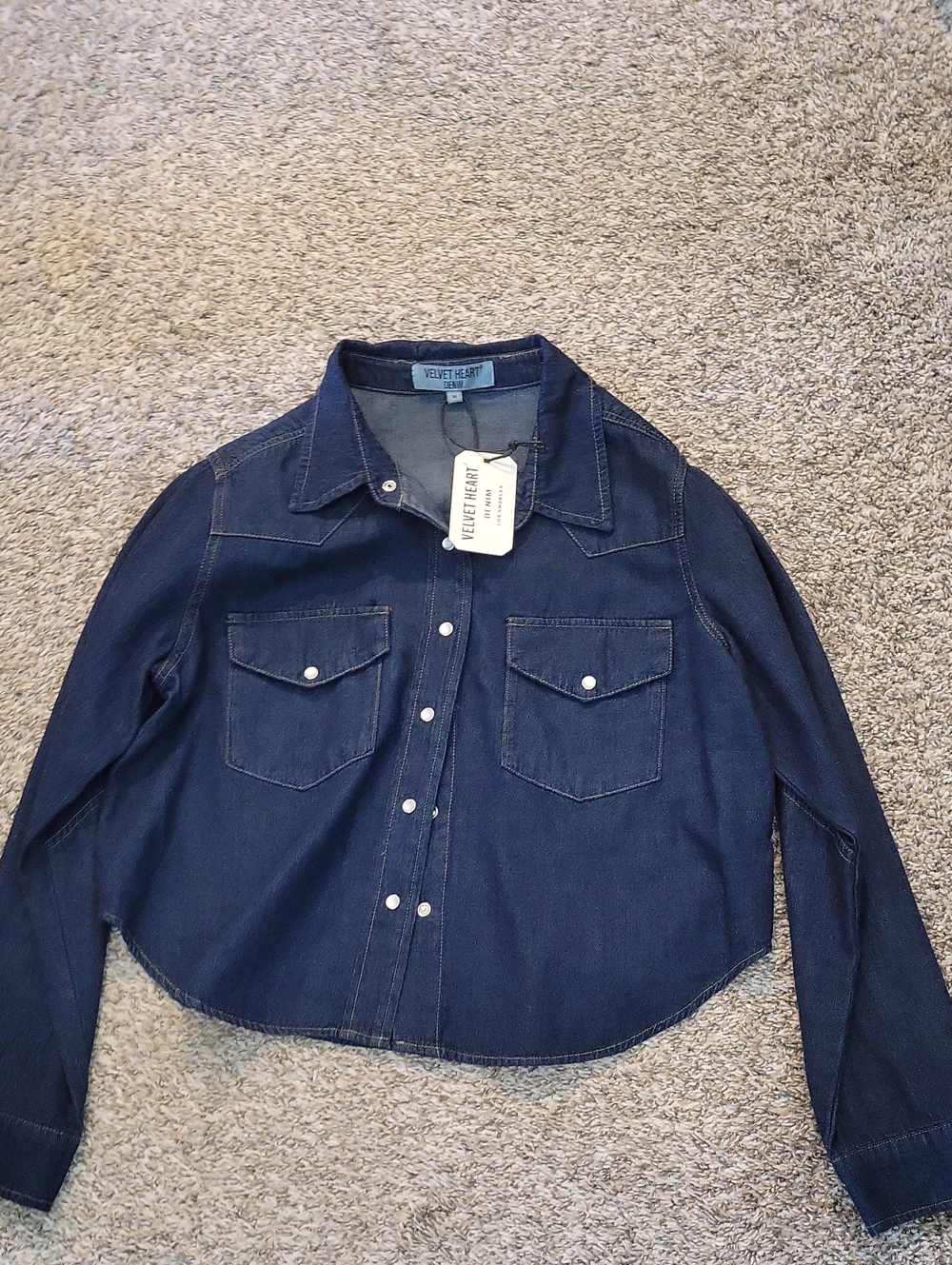 Velvet Heart Navy Indigo Denim Western Shirt